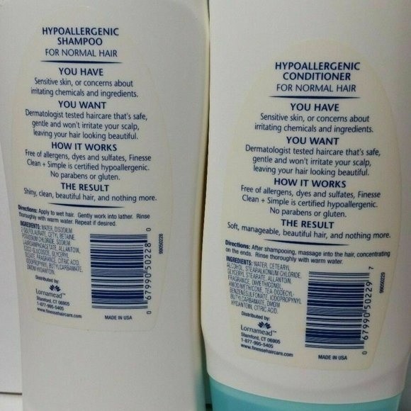 Finesse Clean Simple Hypoallergenic Normal Hair 2 Each Shampoo Conditioner - Picture 6 of 11